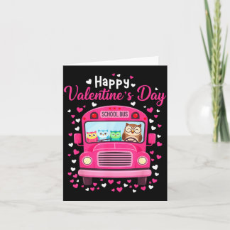 Funny owls school bus driver happy valentines day kort