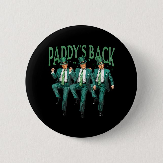 Funny Paddys Back Trump St patricks day Dancing Knapp (Framsida)