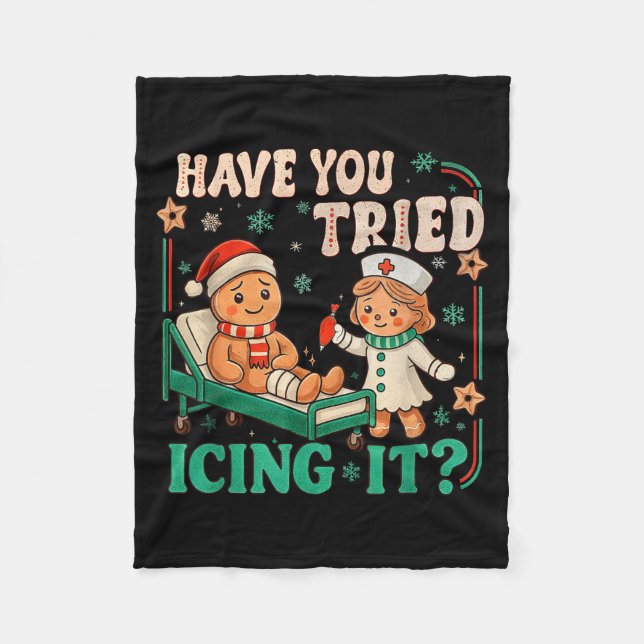 Funny Pain Scale Have You Tried Icing It Gingerbre Fleecefilt (Framsidan)