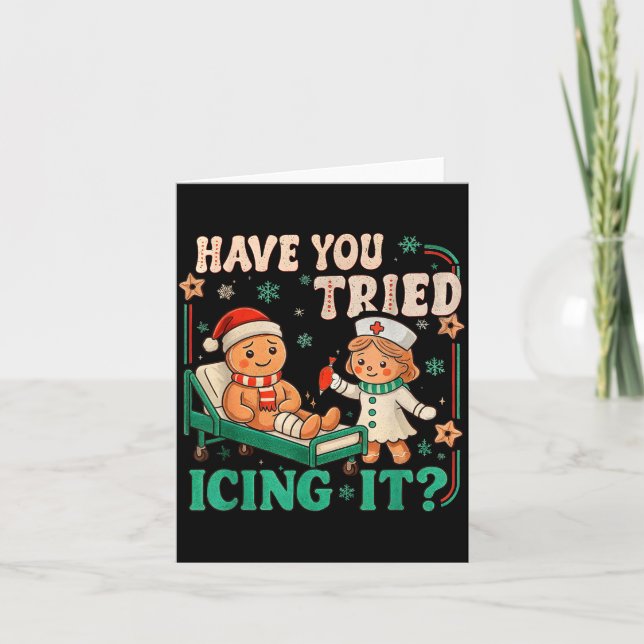 Funny Pain Scale Have You Tried Icing It Gingerbre Kort (Framsida)