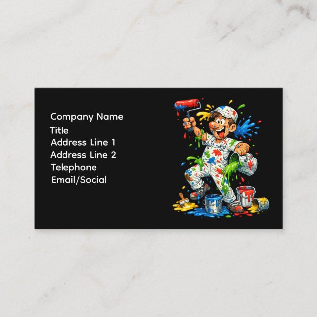 Funny Painter Cartoon Painter Business Card Visitkort (Framsida)