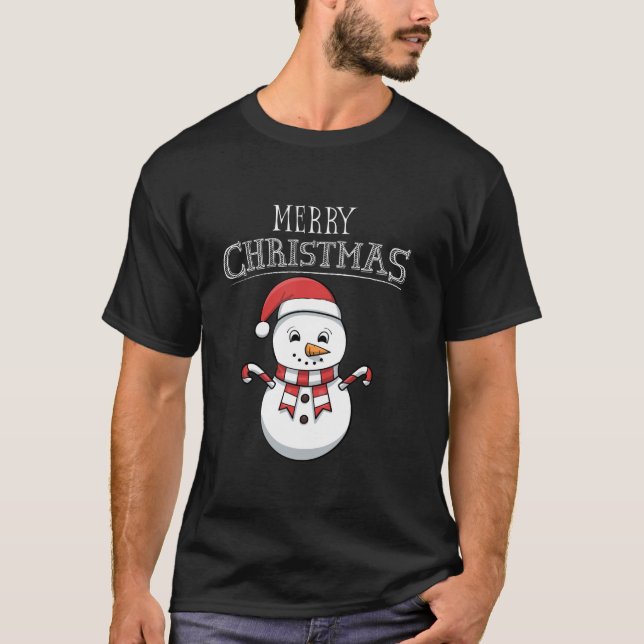 Funny Pajama jul Snögubbe Cute Santa Manar Wome T Shirt (Framsida)
