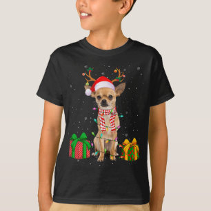 Funny Pajama Santa Hat Chihuahua jul Ljus T Shirt
