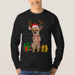 Funny Pajama Santa Hat Chihuahua jul Ljus T Shirt