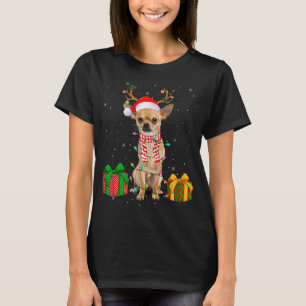 Funny Pajama Santa Hat Chihuahua jul Ljus T Shirt
