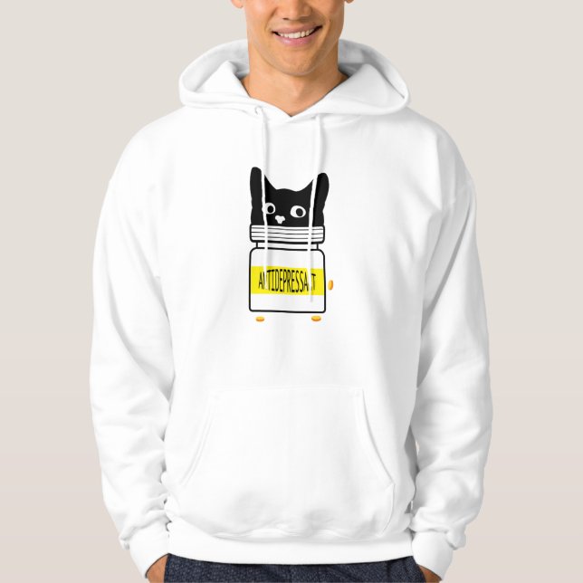 Funny Päls Antidepressiv Cat Djurälskare Hoodie (Framsida)