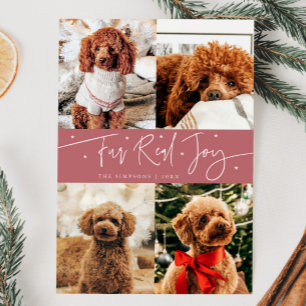 Funny Päls Real Joy Hund Photo Rosa jul Julkort