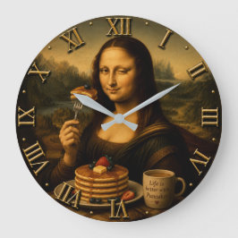 Funny Pancake Mona Lisa Stor Klocka