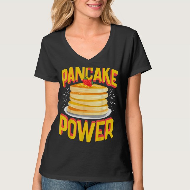 Funny Pancake Power, Bodybuilding Pre-Workout T Shirt (Framsida)