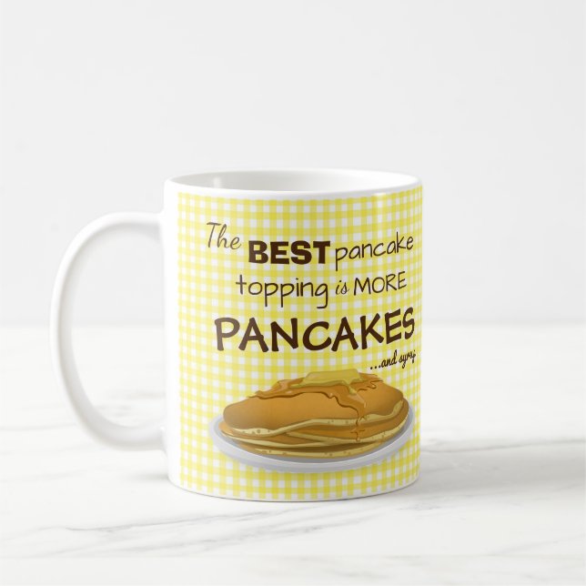 Funny Pancakes och Syrup Topping Quote Kaffemugg (Vänster)