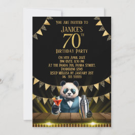 Funny Panda 70th Birthday Party Invitation Inbjudningar