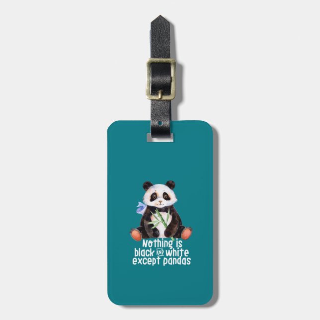 Funny Panda Animal Quote Ingenting Black and White Bagagebricka (Vertikal Framsida)