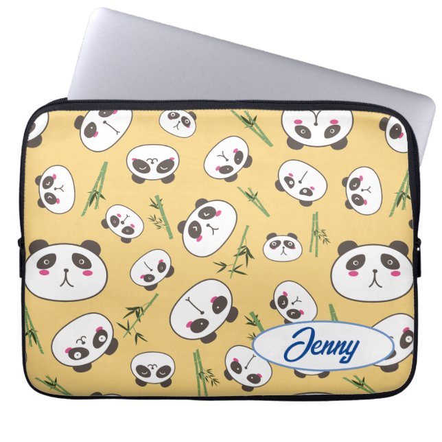Funny Panda Ansikte Laptop sleeve (Framsidan)