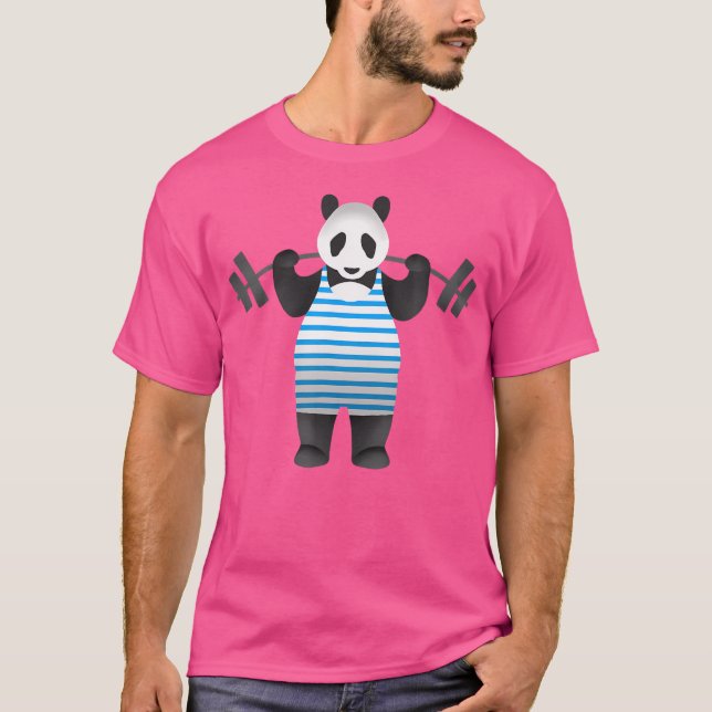 Funny Panda Bear Hiss Weights Panda T Shirt (Framsida)