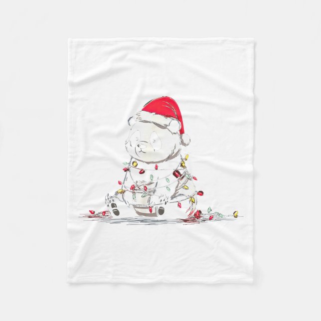 Funny Panda Christmas Graphics Animal Lights Lover Fleecefilt (Framsidan)