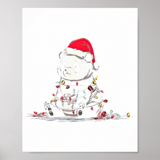 Funny Panda Christmas Graphics Animal Lights Lover Poster (Framsidan)