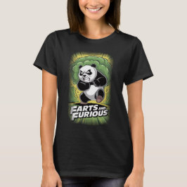 Funny Panda Design about Farting on a Black T Shirt