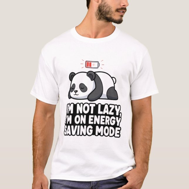 Funny Panda "Energy Saving Mode" T-Shirt (Framsida)