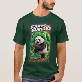Funny Panda having Fun making a Fart on a Green T Shirt