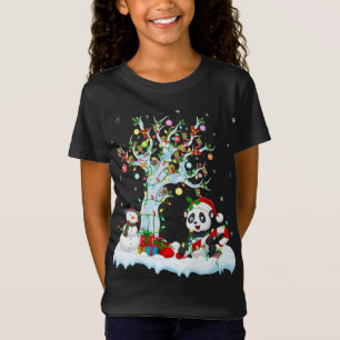 Funny Panda Julafton Träd Lighting Santa Hat Panda T Shirt