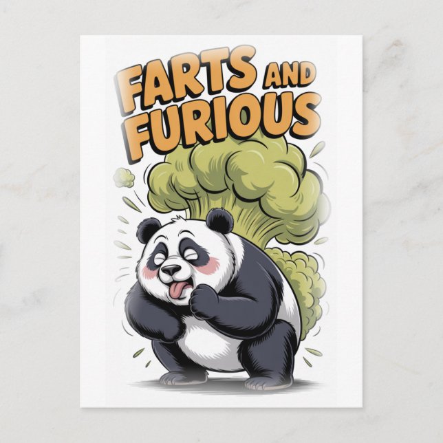 Funny Panda making a Fart on a White Helg Vykort (Framsida)