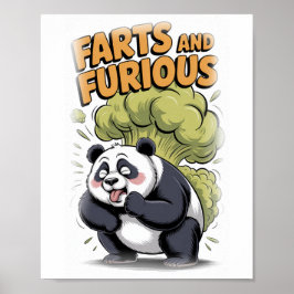 Funny Panda making a Fart on a White Poster