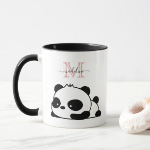 Funny Panda Modern Rosa Monogram Mugg