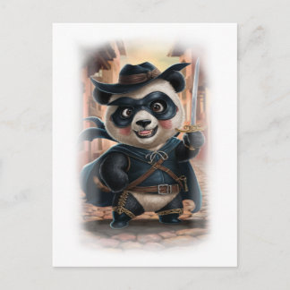 Funny Panda Movie Hero Character on a White Helg Vykort