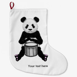 Funny Panda Spela Drums Stor Julstrumpa