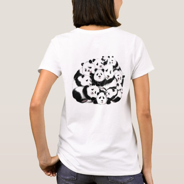 Funny Panda T-Shirt Lycklig Family Pandas (Baksida)