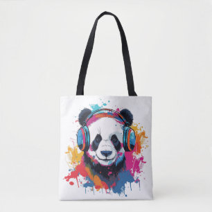 Funny Panda vattenfärg, ljus teckning Tygkasse