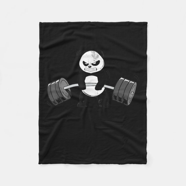 Funny Panda Workout Kitten Gym Deadlift Power Fleecefilt (Framsidan)