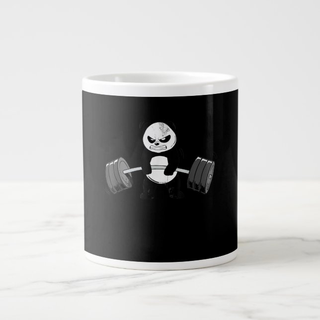 Funny Panda Workout Kitten Gym Deadlift Power Jumbo Mugg (Framsidan)