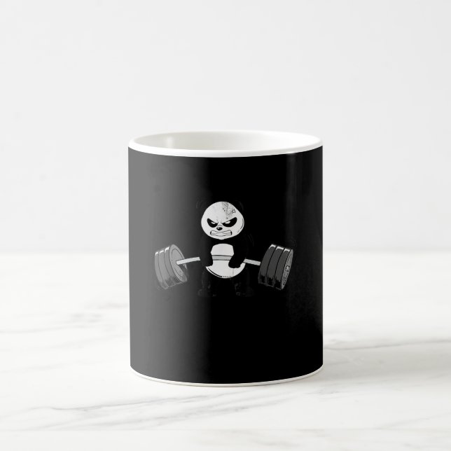 Funny Panda Workout Kitten Gym Deadlift Power Kaffemugg (Center)