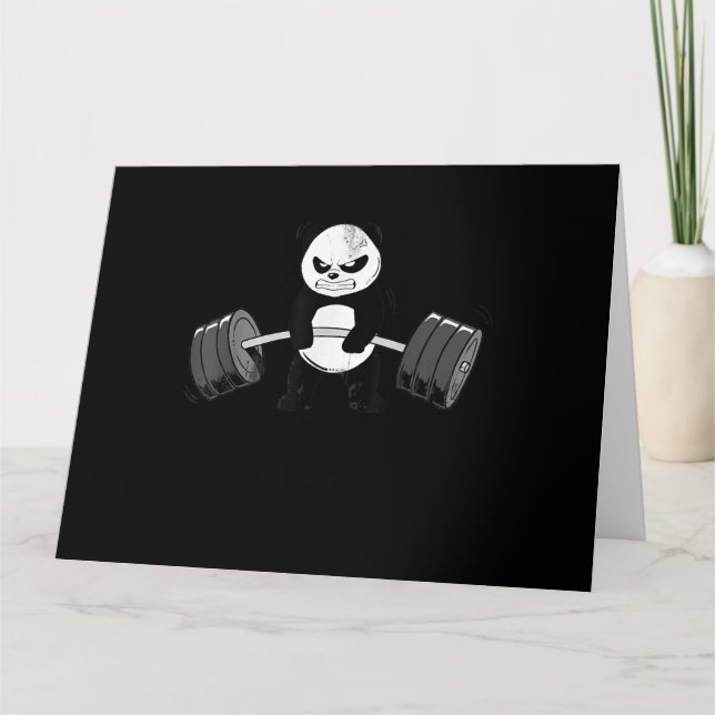 Funny Panda Workout Kitten Gym Deadlift Power Kort (Framsida)