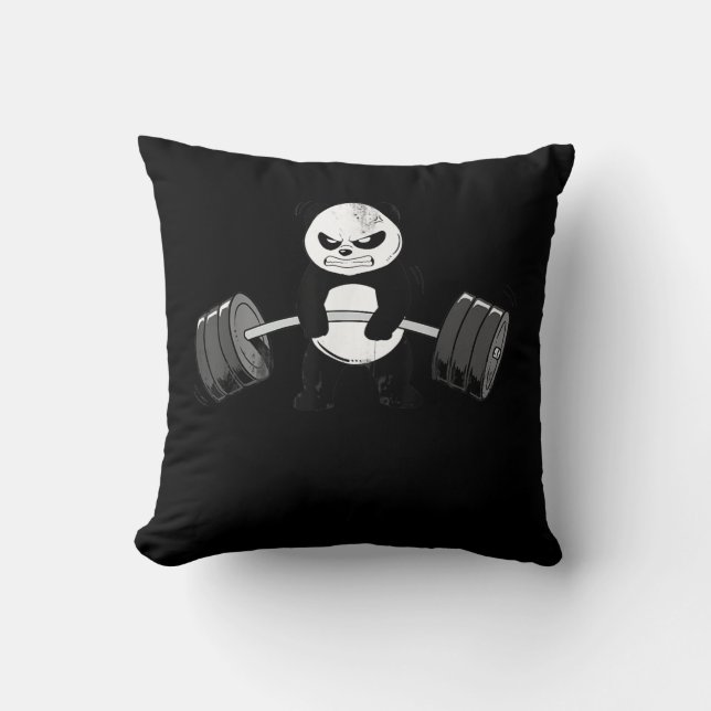 Funny Panda Workout Kitten Gym Deadlift Power Kudde (Framsida)