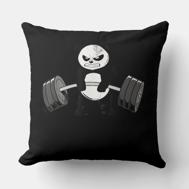 Funny Panda Workout Kitten Gym Deadlift Power Kudde (Framsida)