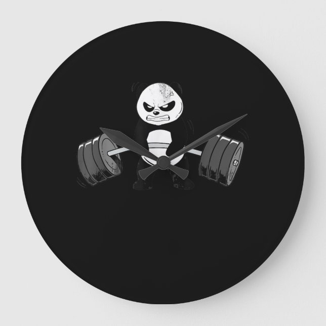 Funny Panda Workout Kitten Gym Deadlift Power Stor Klocka (Framsida)
