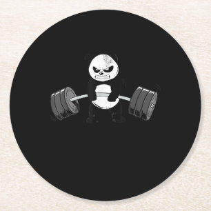 Funny Panda Workout Kitten Gym Deadlift Power Underlägg Papper Rund