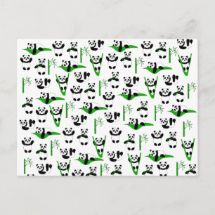 Funny pandas pattern vykort