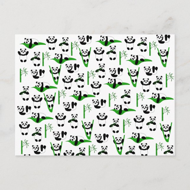 Funny pandas pattern vykort (Framsida)