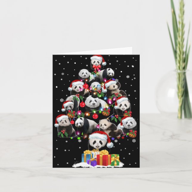 Funny Pandas Santa Hat Christmas Tree Ornament T S Kort (Framsida)
