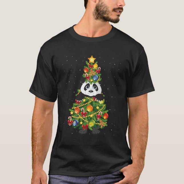 Funny Pandas Santa Hat Julgran Ornament Dec T Shirt (Framsida)