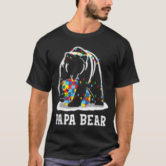 Funny Papa Bear Autism Awareness Autism Matching F T Shirt