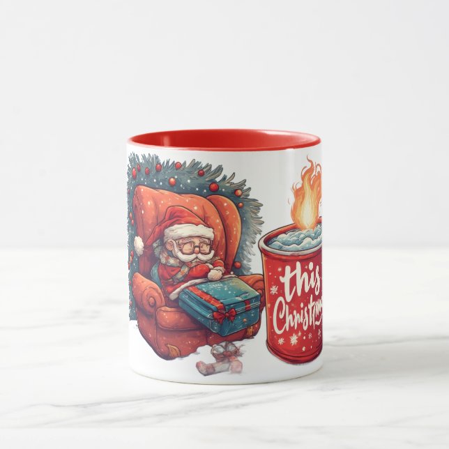 funny papa noel christmas, Holiday Drinking Mugg (Center)