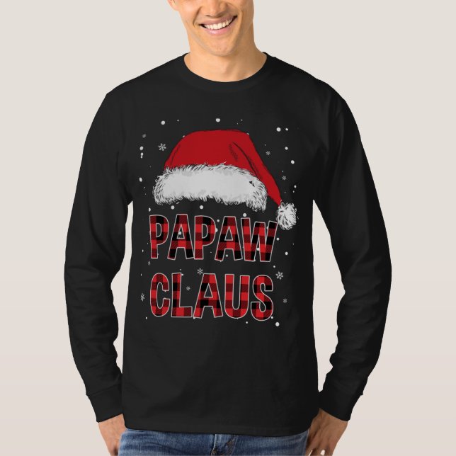 Funny Papaw Claus Red Plade julfamiljen Pjs M T Shirt (Framsida)