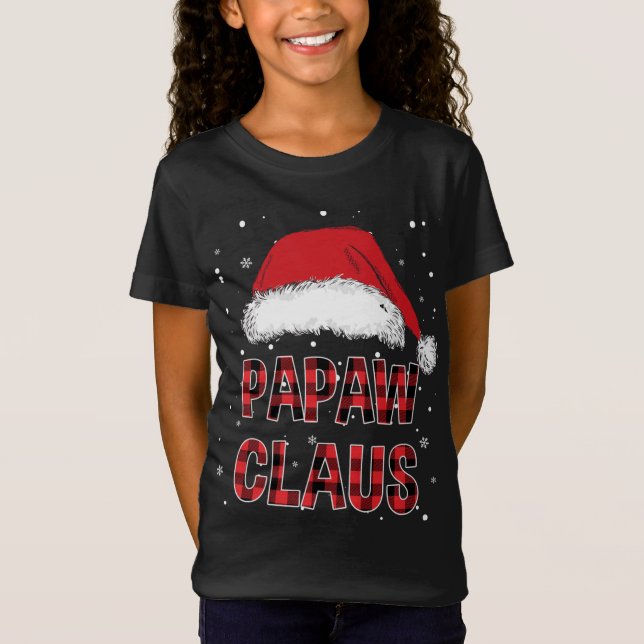 Funny Papaw Claus Red Plade julfamiljen Pjs M T Shirt (Framsida)