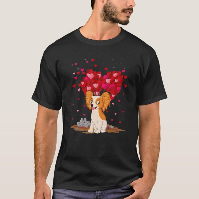 Funny Papillon Hund älskare Heart Shape Papillon V T Shirt (Framsida)