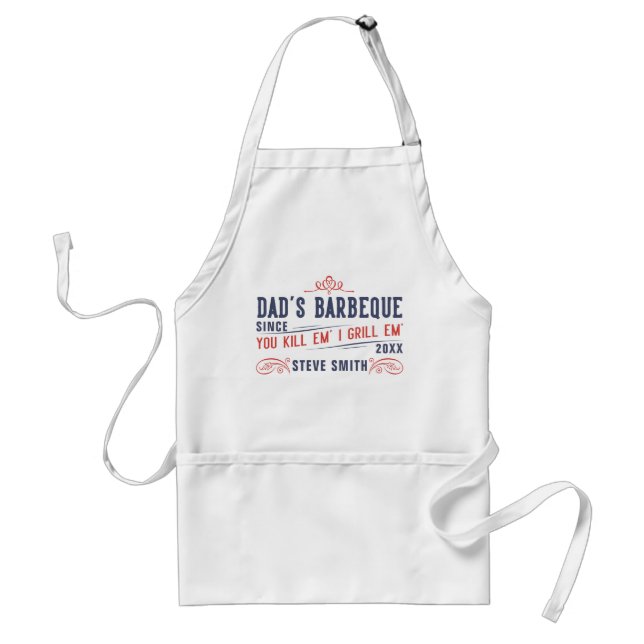 Funny Pappa Barbeque Apron För manar Personlig Förkläde (Framsidan)