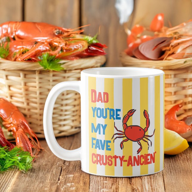 Funny Pappa Crab Crustacean Amalfi Gult Rand Kaffemugg (Fun Amalfi coast summer aesthetic with crab pun for your old but gold papa)